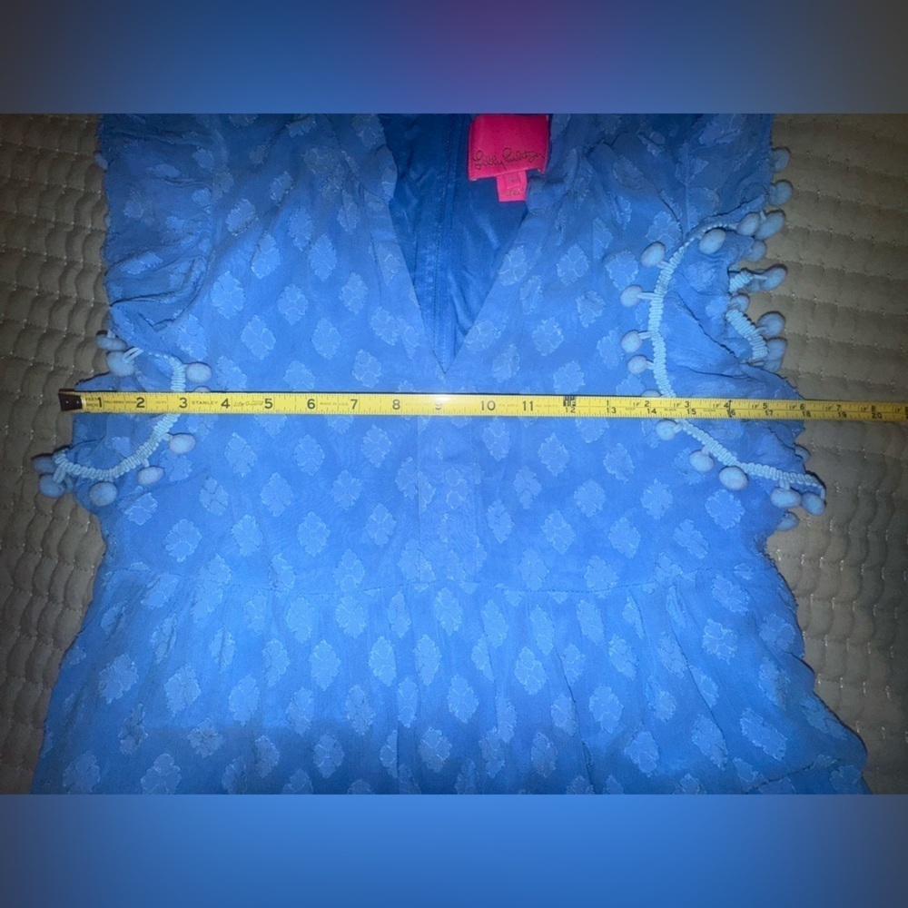 Lilly Pulitzer Arleah Pom Pom Dress – Blue Thistle Daiquiri Ditsy Size 2 EUC - Picture 6 of 10